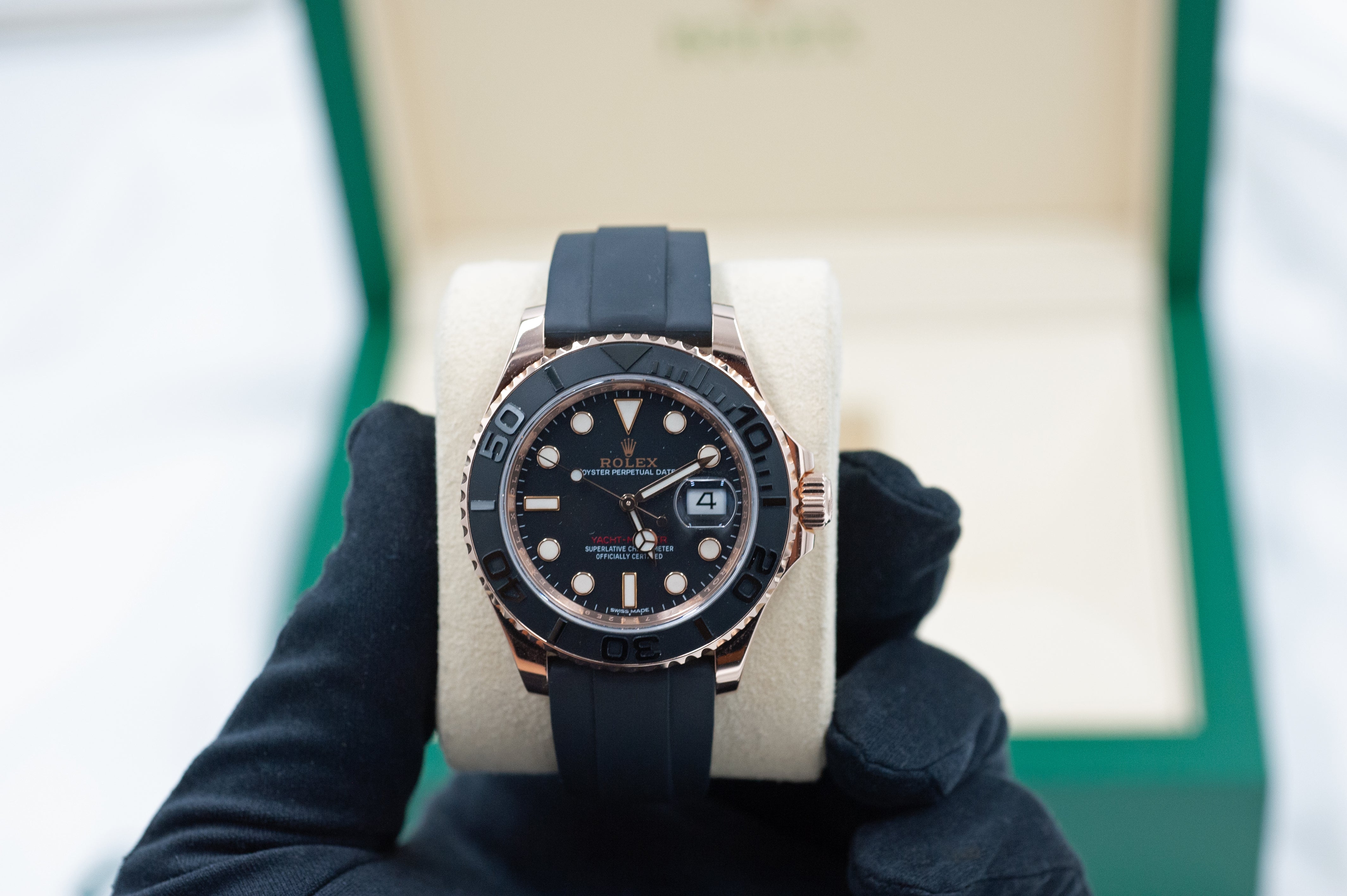 Rolex Yachtmaster am Oysterflex roségold I Ref. 116655 I 2018 I sehr guter Zustand I Full Set