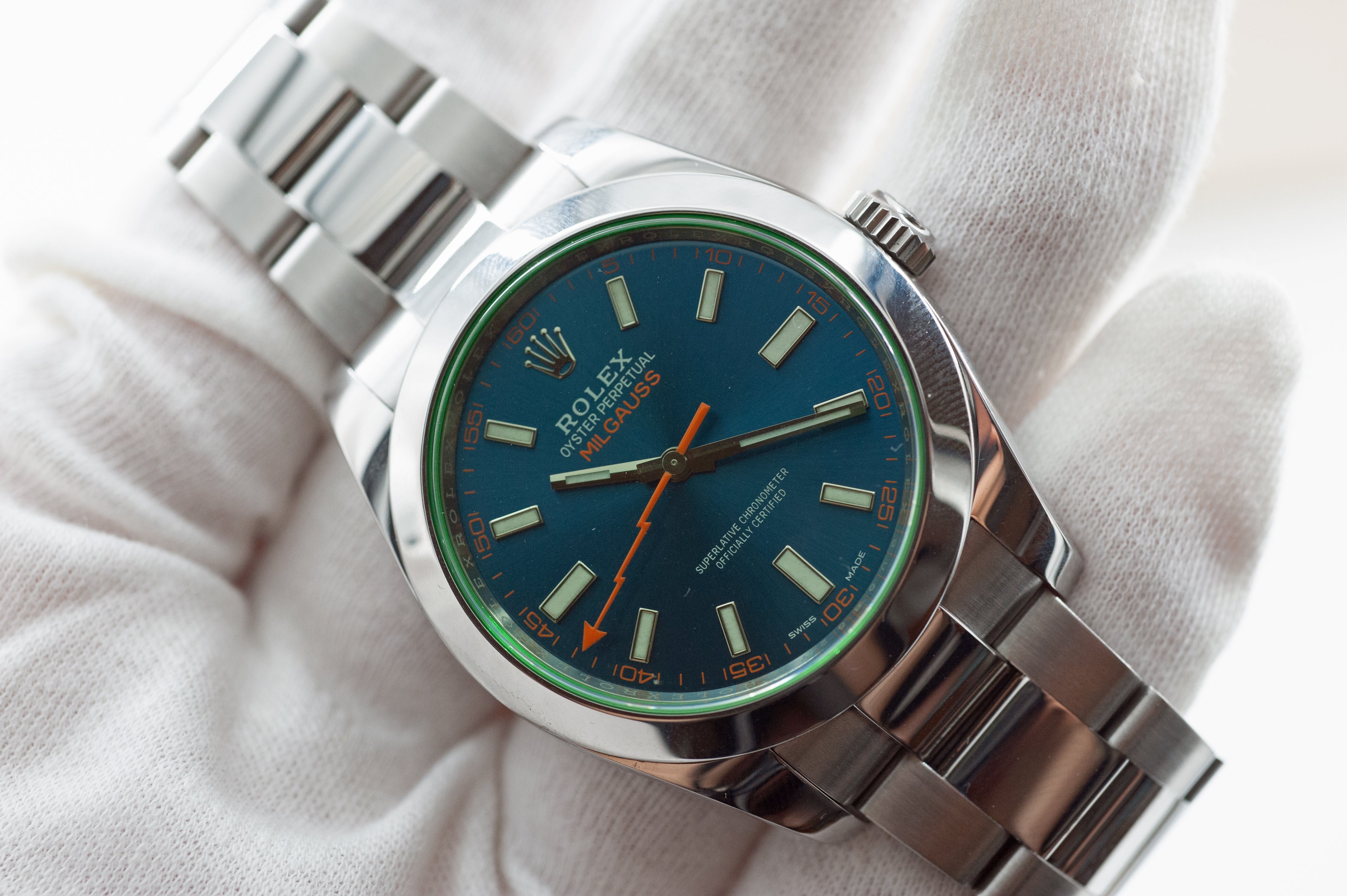 Rolex Milgauss blaues Blatt I Ref. 116400 GV I neuwertig I Full Set incl Erstkaufrechnung