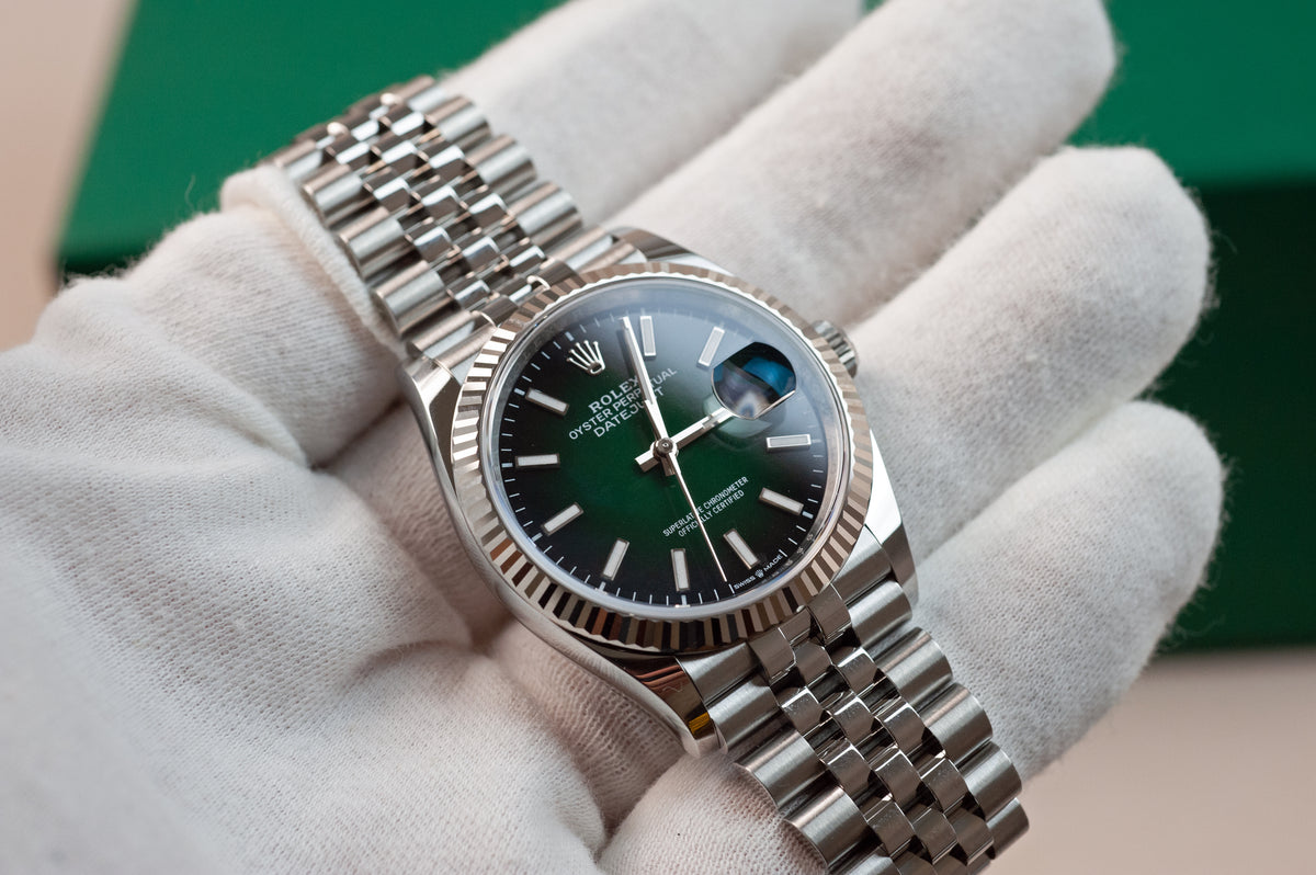 Rolex datejust 36 'Ombre' I Ref. 126234 I 08/26 I Full Set mit neuer Karte I ungetragen/neu